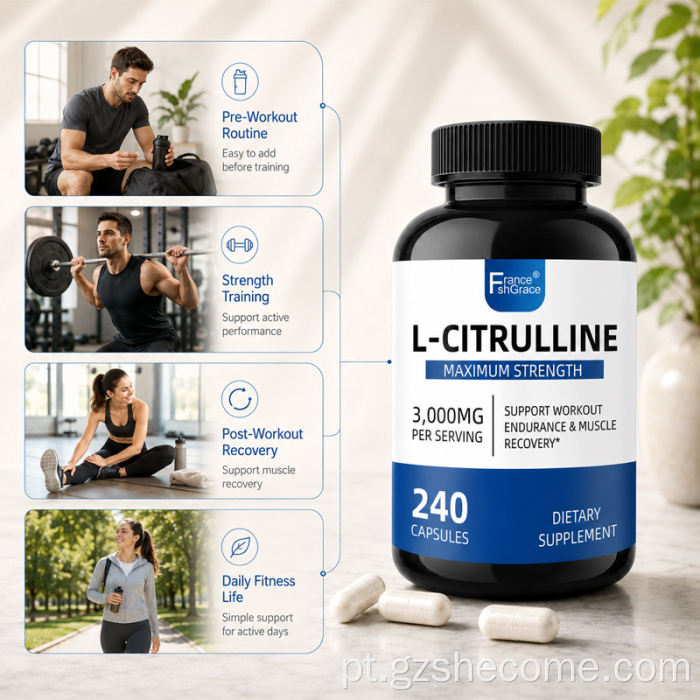 Shecome L Citrulina Cápsulas Resistência Recuperação Muscular
